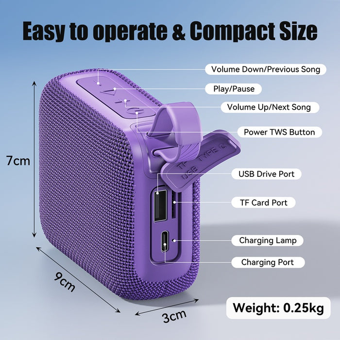 JYX L3 Portable Mini Wireless Speaker & Compact And Lightweight & Supports USB & TF Card, TWS & Excellent Sound Quality & Indoor And Outdoor Party Speakers & Holiday Gifts