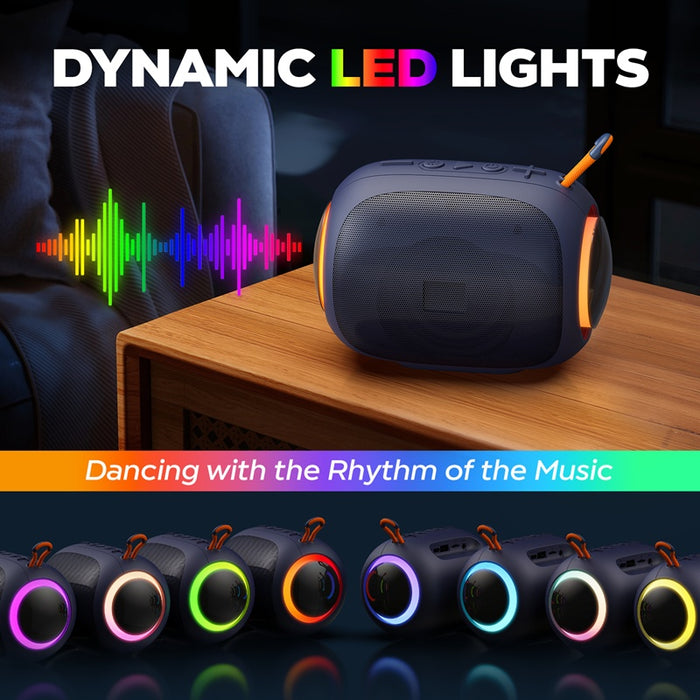 JYX L5 Portable Speaker & IPX7 Waterproof Bluetooth Speaker With LED Light & 8H Playtime Outdoor Speakers With Loud Stereo Sound